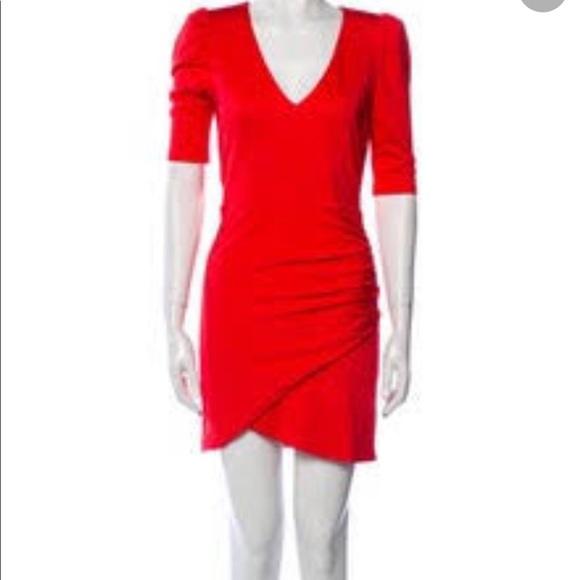 ALICE + OLIVIA JUDY RUCHED RED MINI DRESS SIZE 2 - Picture 3 of 7